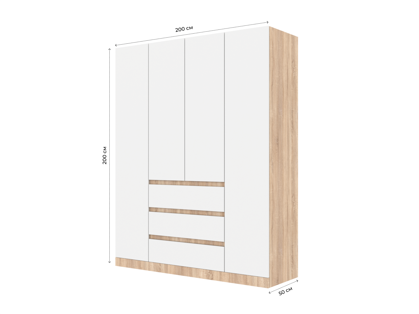 Распашной шкаф Мальм 315 oak white ИКЕА (IKEA) изображение товара